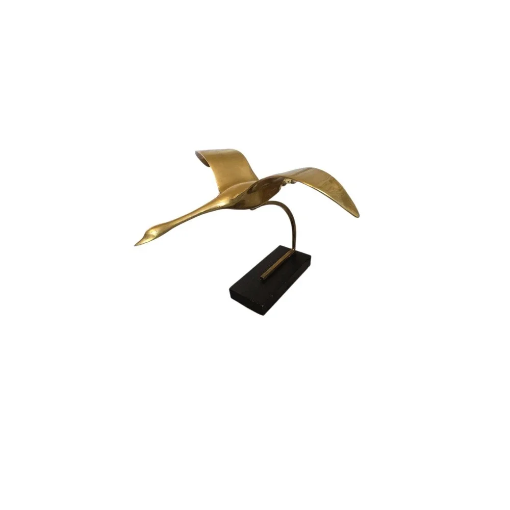 Vintage MCM Solid Brass Bird Flying‎ Figurine 12.5